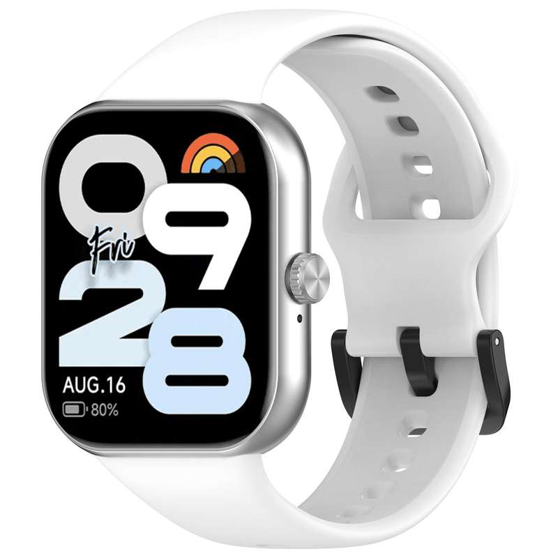 For Redmi Watch Move Black Steel Buckle Solid Color Soft Silicone Watch Band(Black)