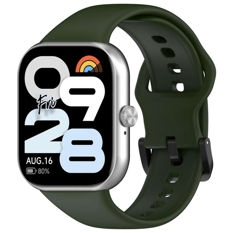 For Redmi Watch Move Black Steel Buckle Solid Color Soft Silicone Watch Band(Black)