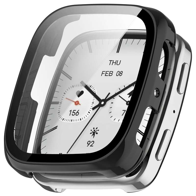 For Amazfit Active 2 Square Tempered Film Integrated PC Watch Protective Cover(Pink)