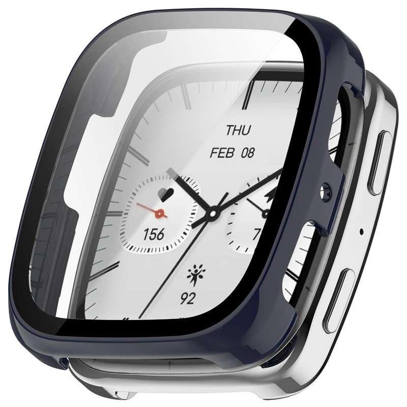 For Amazfit Active 2 Square Tempered Film Integrated PC Watch Protective Cover(Pink)