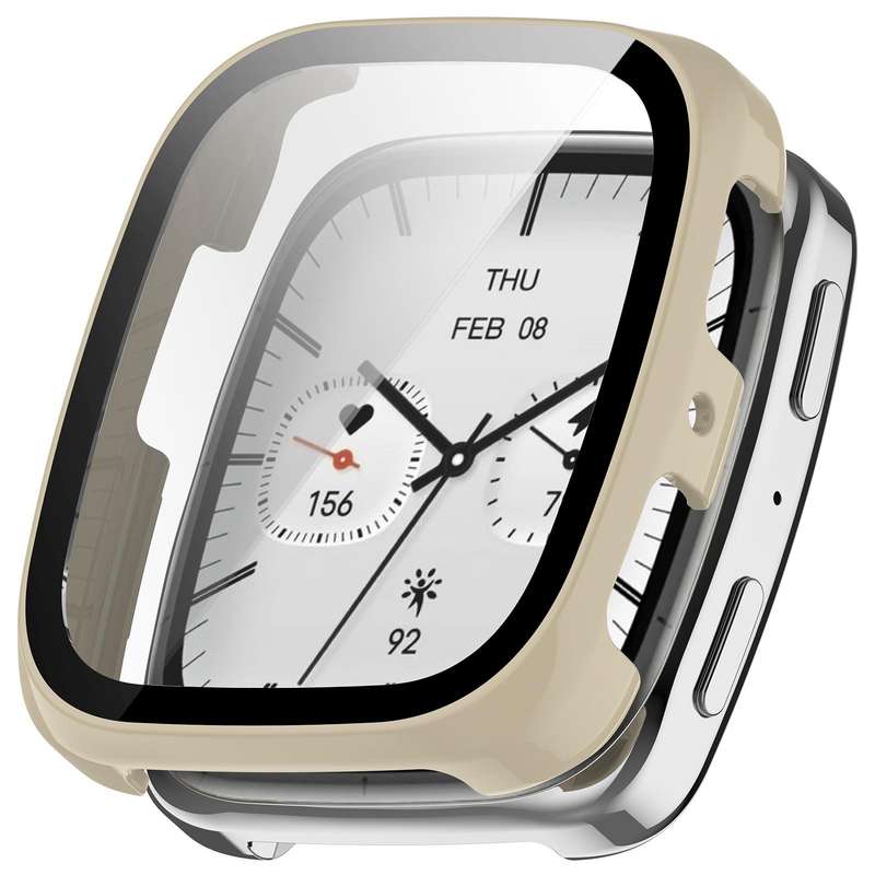 For Amazfit Active 2 Square Tempered Film Integrated PC Watch Protective Cover(Pink)