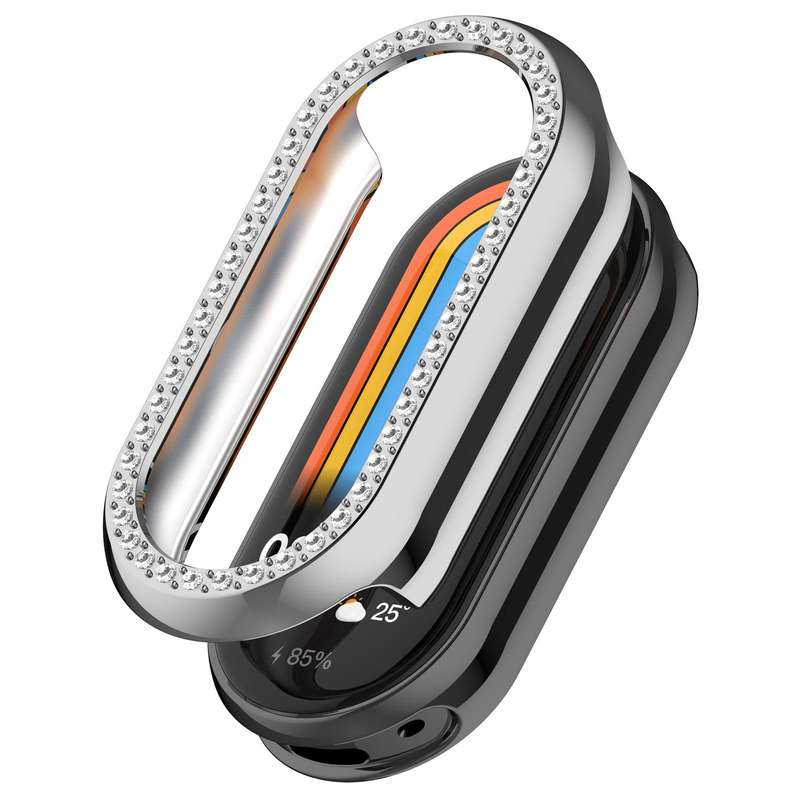 For Xiaomi Smart Band 10 / 10 NFC Single Row Diamond Half Coverage Hollow TPU Watch Cover(Transparen