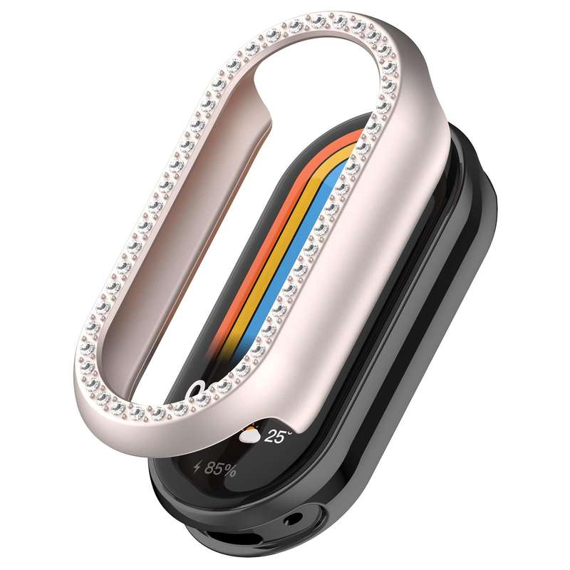 For Xiaomi Smart Band 10 / 10 NFC Single Row Diamond Half Coverage Hollow TPU Watch Cover(Transparen
