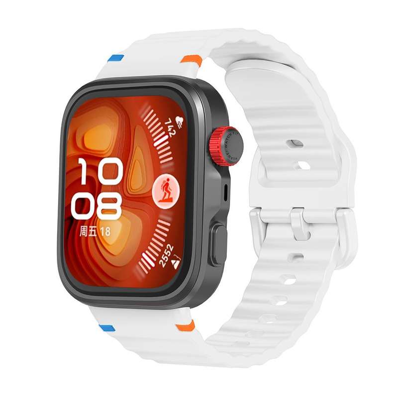 For Huawei Watch Fit 4 Pro / Fit 4 / Fit 3 Wave Texture Stitched Color Buckle Silicone Watch Band(St