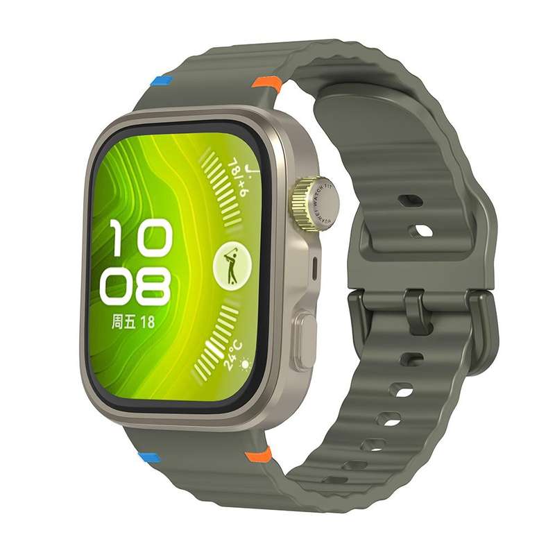 For Huawei Watch Fit 4 Pro / Fit 4 / Fit 3 Wave Texture Stitched Color Buckle Silicone Watch Band(St