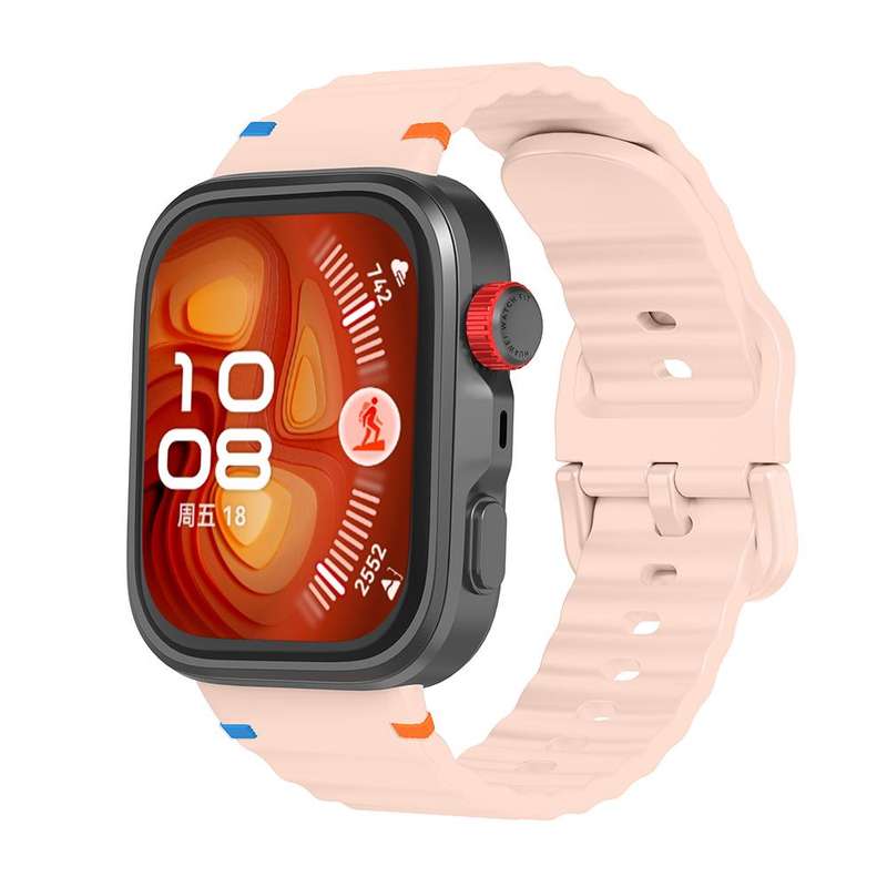 For Huawei Watch Fit 4 Pro / Fit 4 / Fit 3 Wave Texture Stitched Color Buckle Silicone Watch Band(St