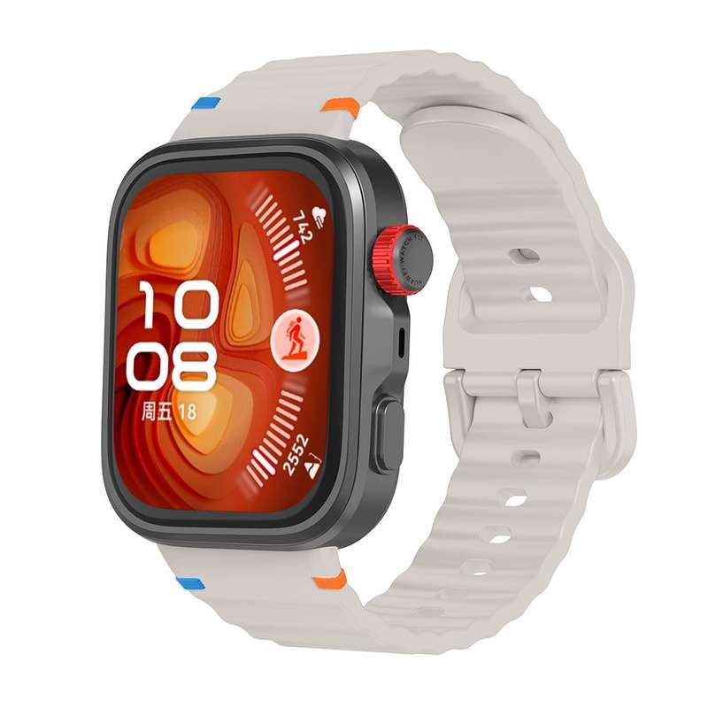 For Huawei Watch Fit 4 Pro / Fit 4 / Fit 3 Wave Texture Stitched Color Buckle Silicone Watch Band(St
