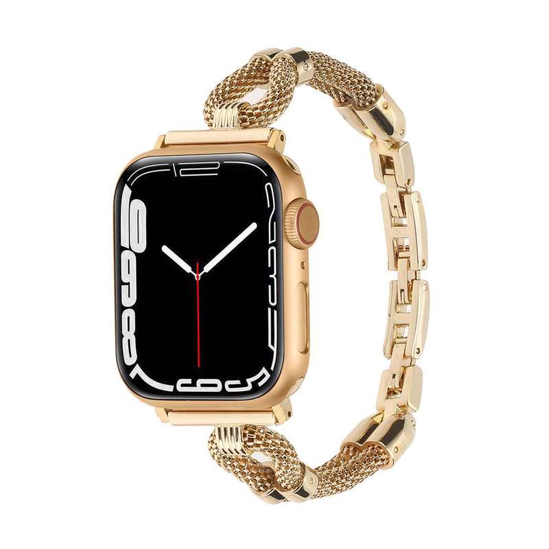 For Apple Watch 42mm / 41mm / 40mm / 38mm Copper Chain Metal Watch Band(Rose Gold)