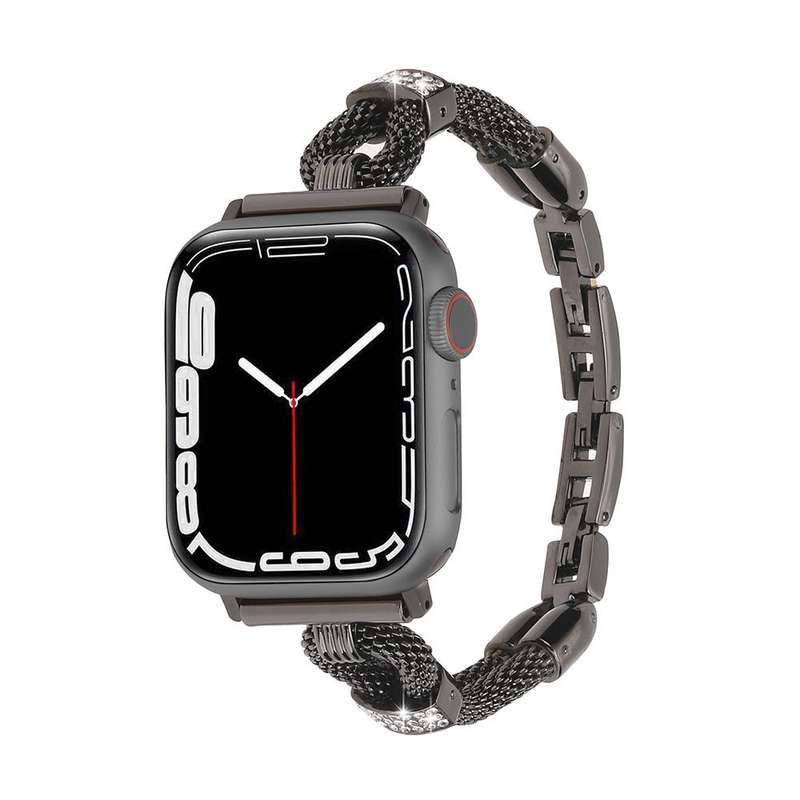 For Apple Watch 46mm / 49mm / 45mm / 44mm Copper Chain Diamonds Metal Watch Band(Rose Gold)