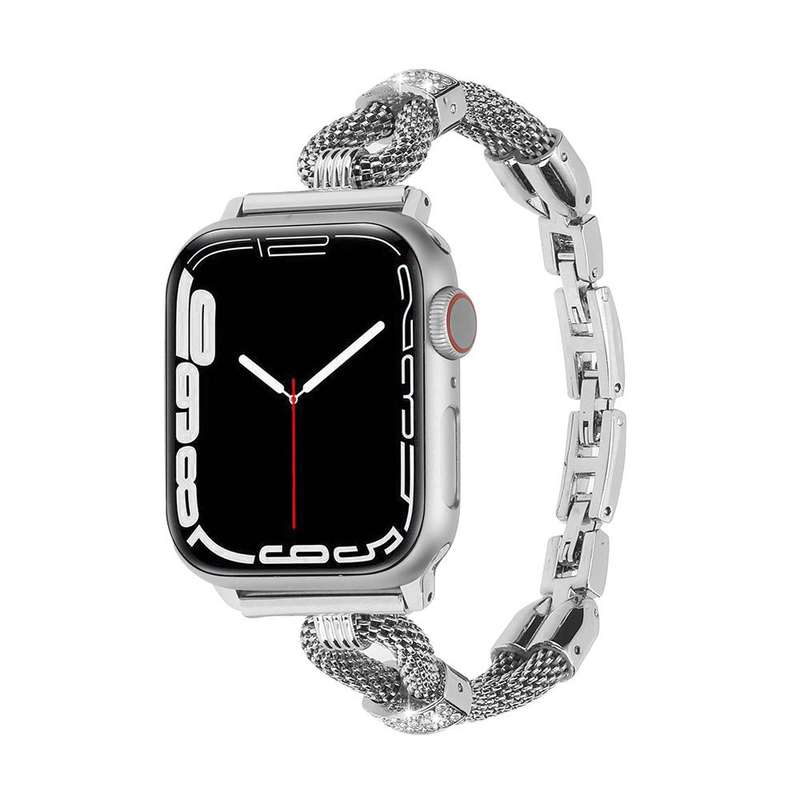 For Apple Watch 46mm / 49mm / 45mm / 44mm Copper Chain Diamonds Metal Watch Band(Rose Gold)