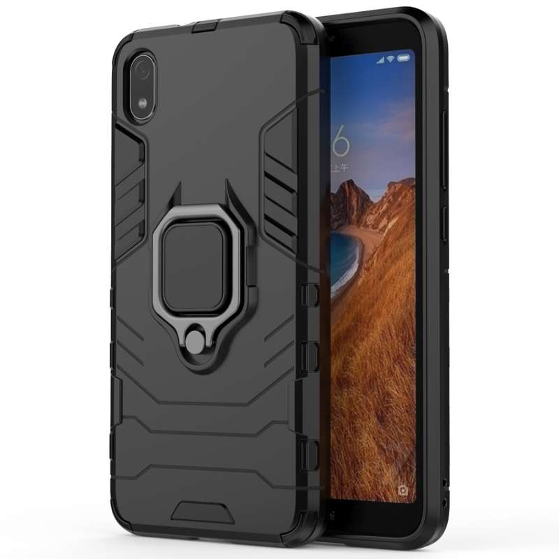 PC + TPU Shockproof Protective Case with Magnetic Ring Holder for Xiaomi Redmi 7A(Red)