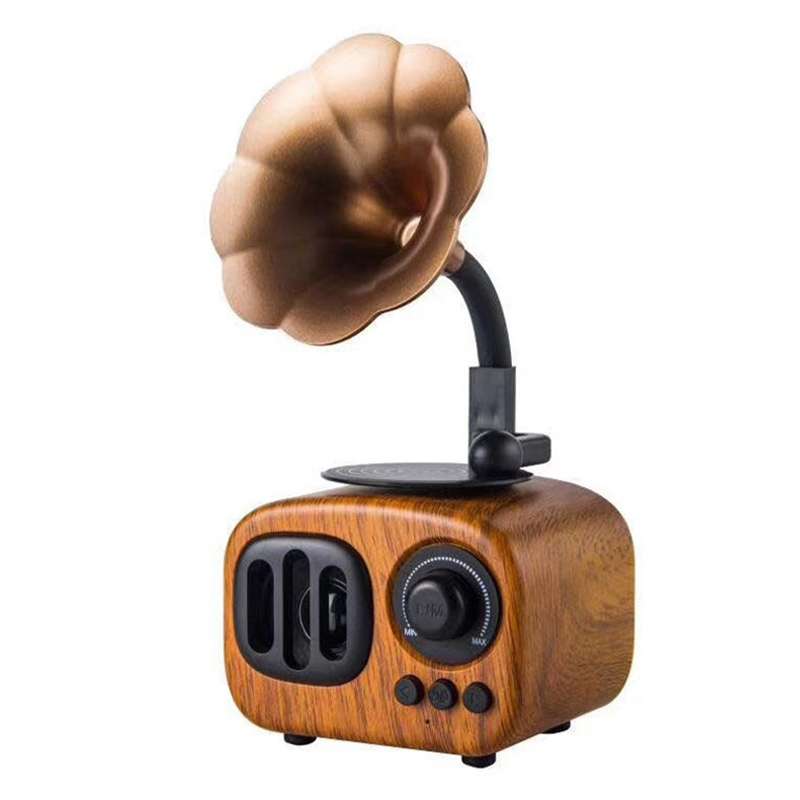 Retro Wood Portable Mini Bluetooth Speaker Wireless Loudspeaker Outdoor Speaker Sound System TF FM R
