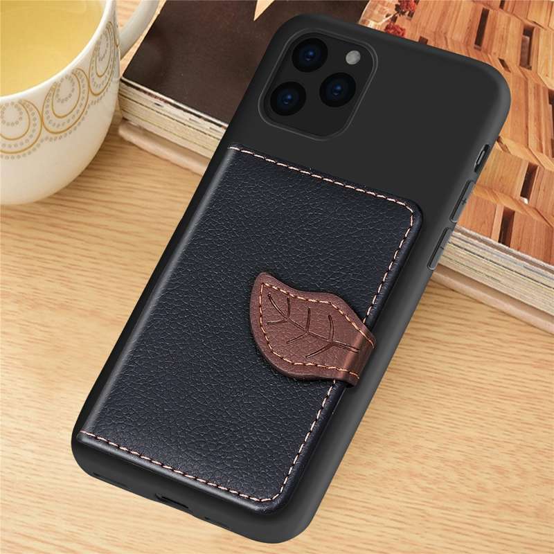 For iPhone 11 Pro Max Litchi Pattern Card Bag Wallet Bracket + TPU Phone Case with Card Slot Wallet