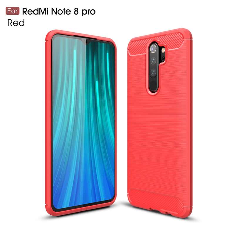 For Xiaomi Redmi Note 8 Pro Brushed Texture Carbon Fiber TPU Case(Red)