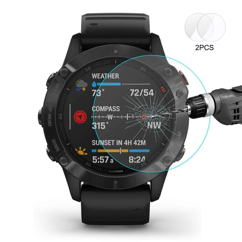 For Garmin Fenix 6X / 6X Pro Solar 2 PCS ENKAY Hat-Prince 0.2mm 9H 2.15D Curved Edge Tempered Glass