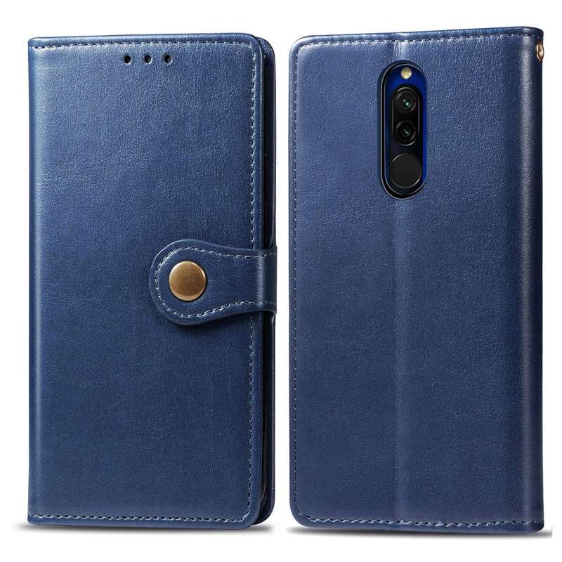 For Xiaomi Redmi 8 Retro Solid Color Leather Buckle Phone Case with Lanyard & Photo Frame & Card Slo