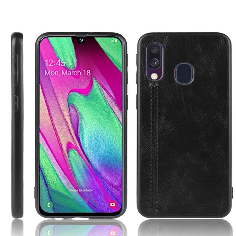 For Galaxy A30/A20 Shockproof Sewing Cow Pattern Skin PC + PU + TPU Case(Blue)