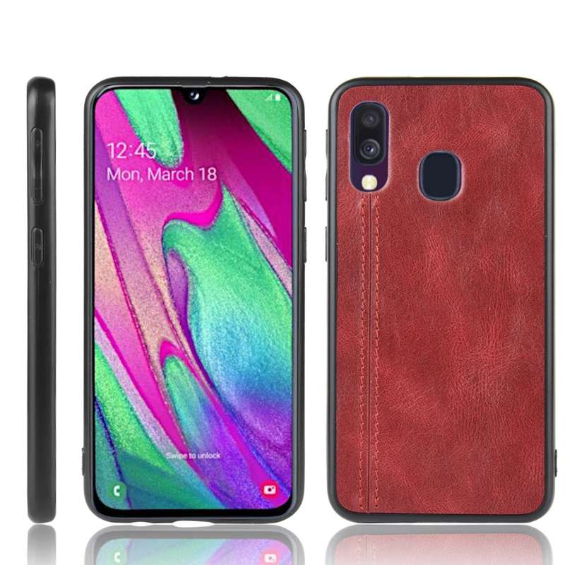 For Galaxy A30/A20 Shockproof Sewing Cow Pattern Skin PC + PU + TPU Case(Blue)