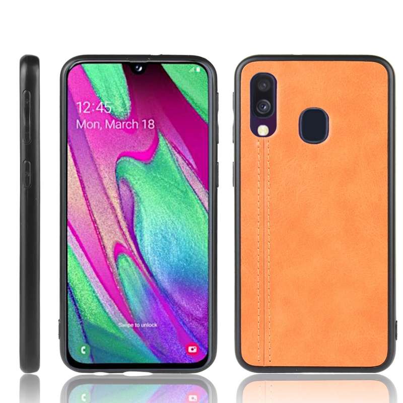 For Galaxy A30/A20 Shockproof Sewing Cow Pattern Skin PC + PU + TPU Case(Blue)