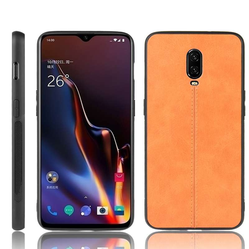 For OnePlus 6T Shockproof Sewing Cow Pattern Skin PC + PU + TPU Case(Red)