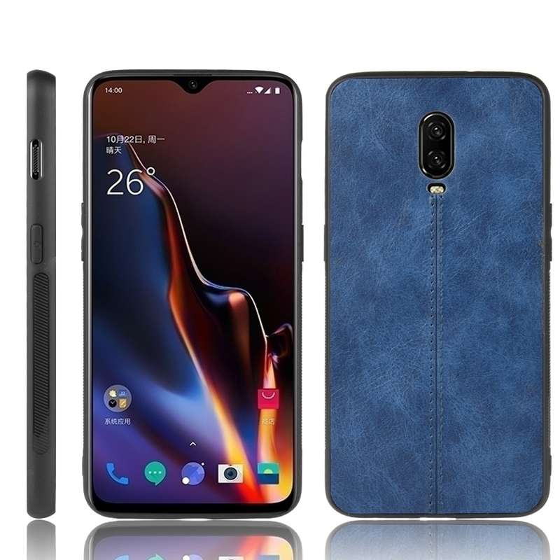 For OnePlus 6T Shockproof Sewing Cow Pattern Skin PC + PU + TPU Case(Red)