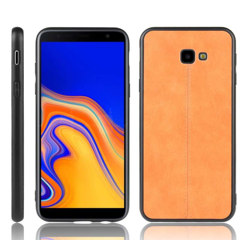 For Galaxy J4 Plus Shockproof Sewing Cow Pattern Skin PC + PU + TPU Case(Black)