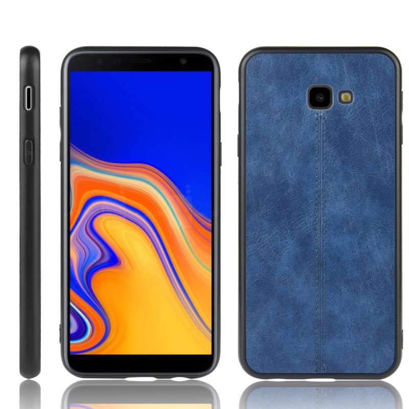 For Galaxy J4 Plus Shockproof Sewing Cow Pattern Skin PC + PU + TPU Case(Black)