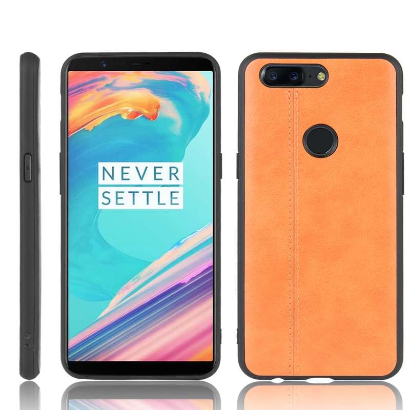 For OnePlus 5T Shockproof Sewing Cow Pattern Skin PC + PU + TPU Case(Black)