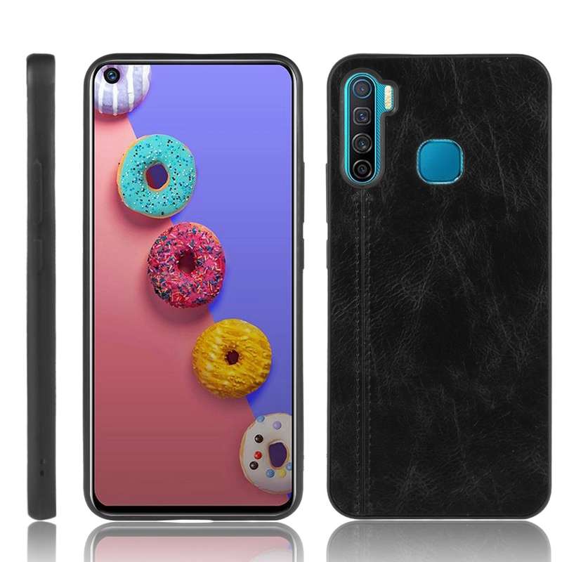 For Infinix S5 / S5 Lite/ X652 Shockproof Sewing Cow Pattern Skin PC + PU + TPU Case(Blue)