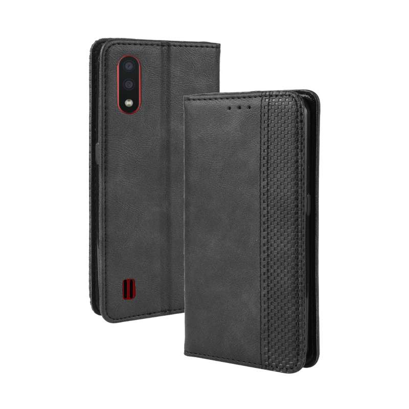 For Galaxy A01 Magnetic Buckle Retro Crazy Horse Texture Horizontal Flip Leather Case with Holder &