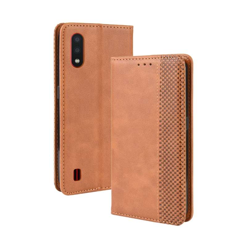 For Galaxy A01 Magnetic Buckle Retro Crazy Horse Texture Horizontal Flip Leather Case with Holder &