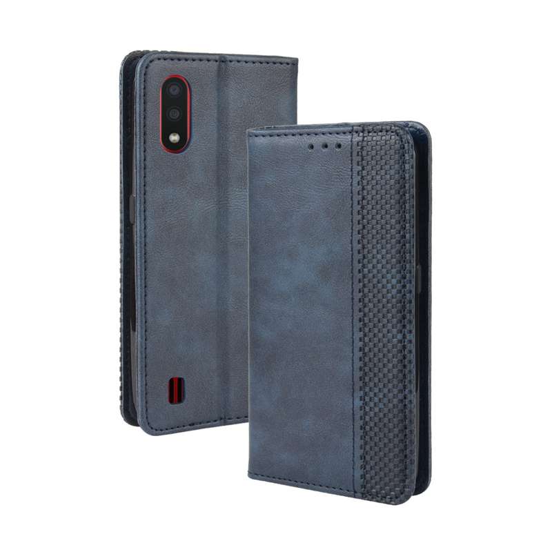 For Galaxy A01 Magnetic Buckle Retro Crazy Horse Texture Horizontal Flip Leather Case with Holder &