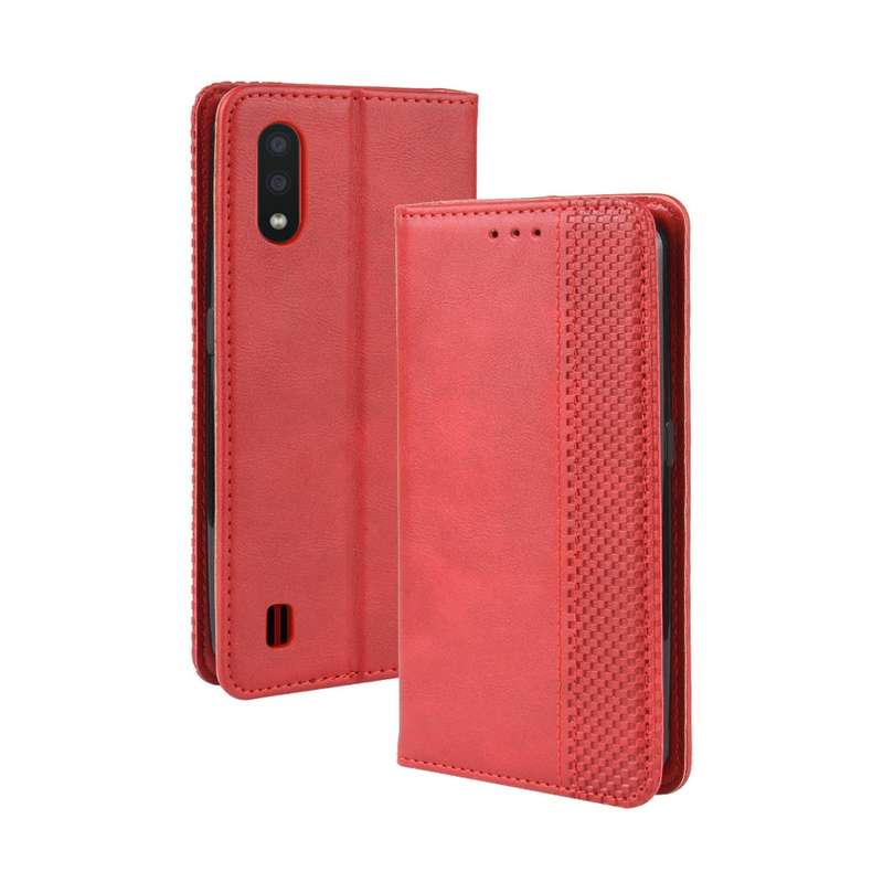 For Galaxy A01 Magnetic Buckle Retro Crazy Horse Texture Horizontal Flip Leather Case with Holder &