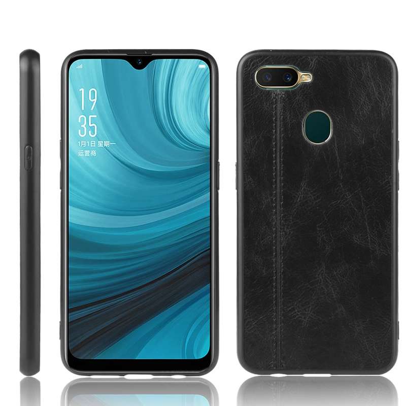 For Oppo A12 Shockproof Sewing Cow Pattern Skin PC + PU + TPU Case(Blue)