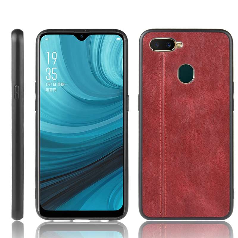 For Oppo A12 Shockproof Sewing Cow Pattern Skin PC + PU + TPU Case(Blue)
