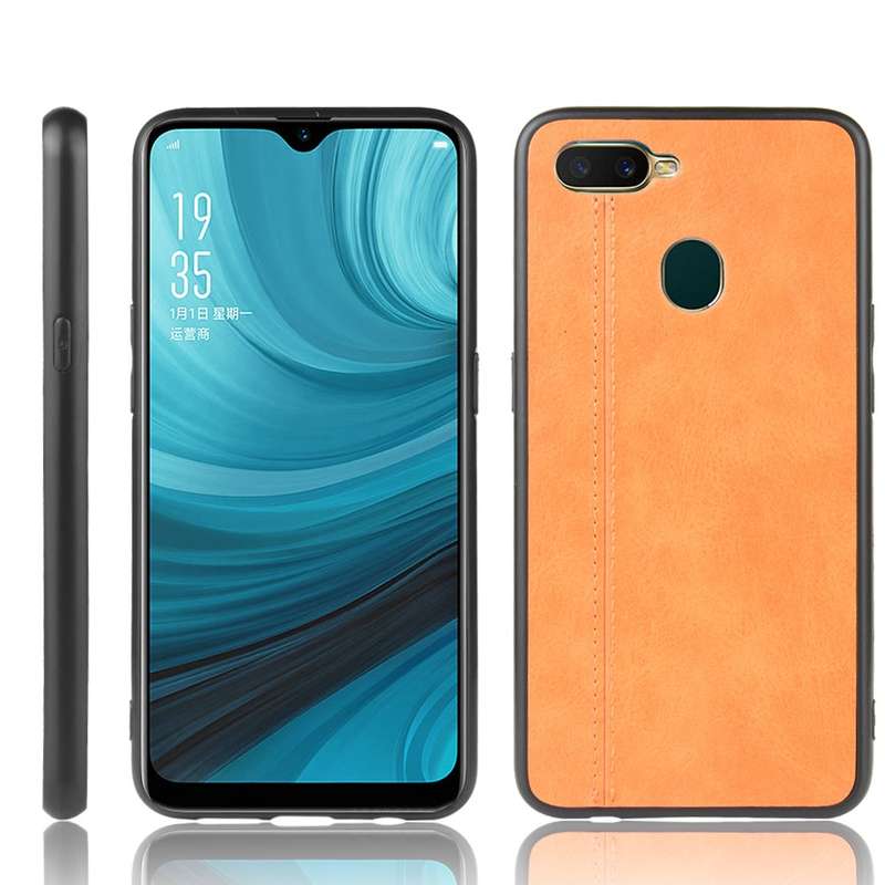 For Oppo A12 Shockproof Sewing Cow Pattern Skin PC + PU + TPU Case(Blue)