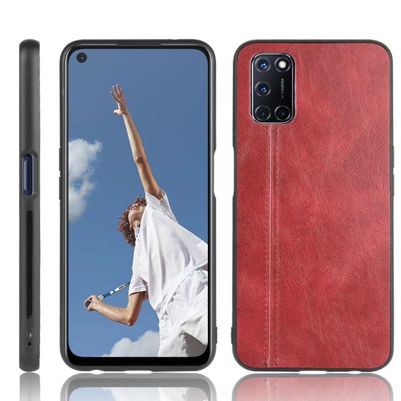 For Oppo A92/A72/A52 Shockproof Sewing Cow Pattern Skin PC + PU + TPU Case(Black)