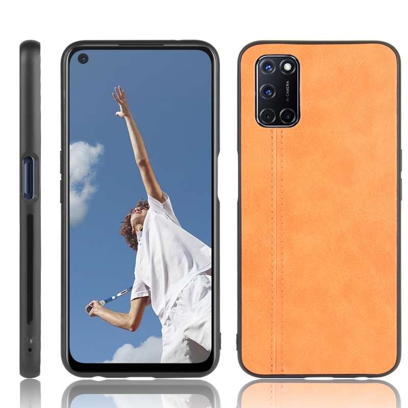 For Oppo A92/A72/A52 Shockproof Sewing Cow Pattern Skin PC + PU + TPU Case(Black)