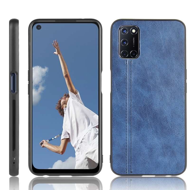 For Oppo A92/A72/A52 Shockproof Sewing Cow Pattern Skin PC + PU + TPU Case(Black)