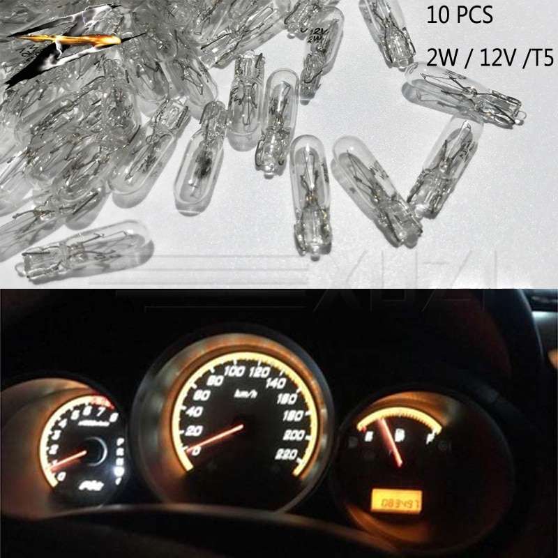 10 pcs T5 Car Instrument Meter Light Meter Replacement Lamp Amber 1.2W 12 V Lamps