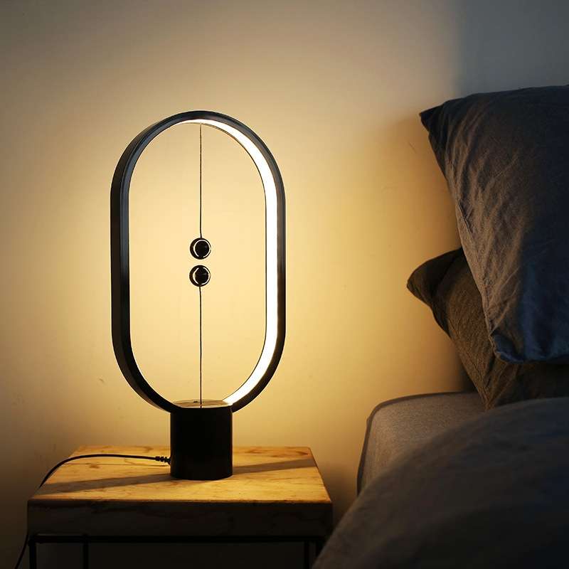 Beech Wood Balance Lamp LED Night Light USB Powered Bedroom Office Table Night Lamp Novel Light Home