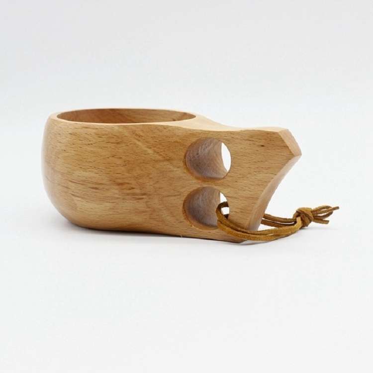 Hand Made Wood Tableware Green Wooden Cup, Capacity:101-200ml(Double Hole)