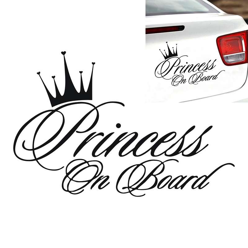 Princess Baby Pattern Car Decal Reflective Laser Vinyl Car Sticker, Size: 16.5x10.9cm(Gold)