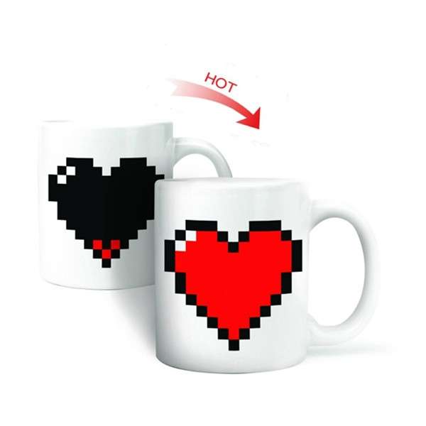 Creative Heart Magic Temperature Changing Cup Color Changing Chameleon Mugs Heat Sensitive Coffee Te