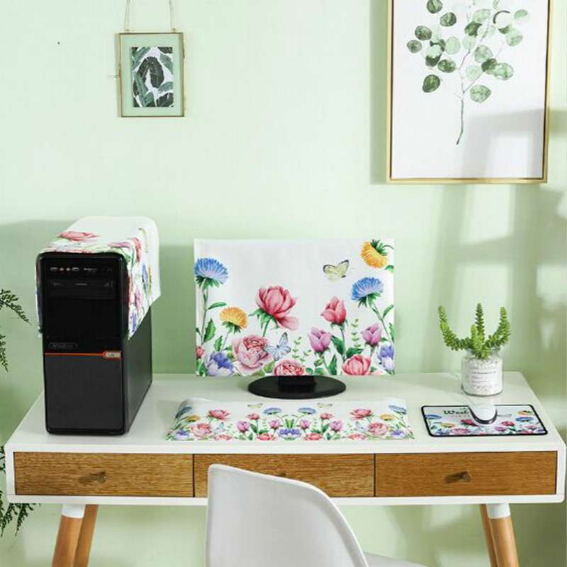 3 in 1 Simple Desktop Computer PC Dust Cover, Size:23-24 inch(Fascinating Flamingo)