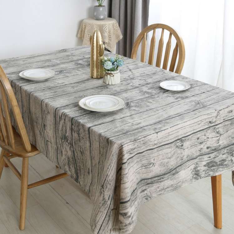 Vintage Popular Table Cloth Linen Rectangular Tablecloth Wooden Grain Dustproof Restaurant Table Cov