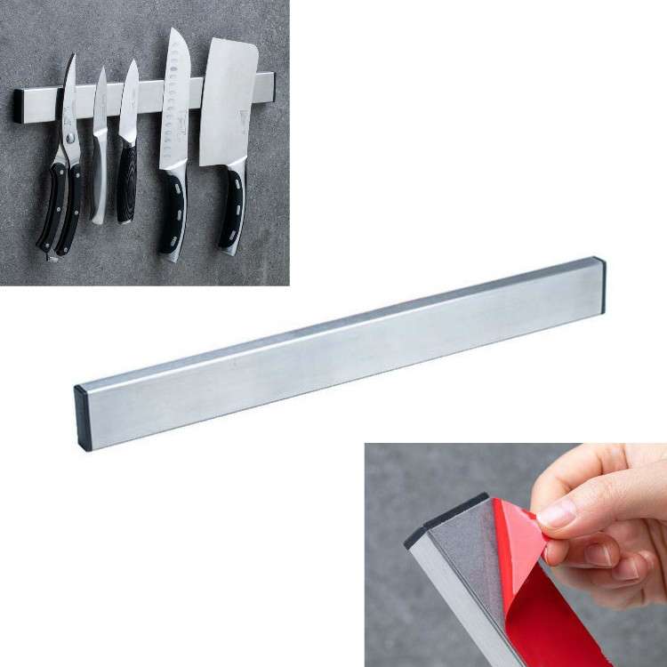 Stainless Steel Knife Holder Kitchen Rack Magnetic Suction Knife Holder, Length:50cm, Style: Red Gum