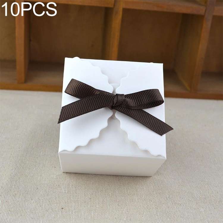 10 PCS Retro Mini Kraft Paper Box DIY Wedding Favor Gift Box Small Cake Box(White)