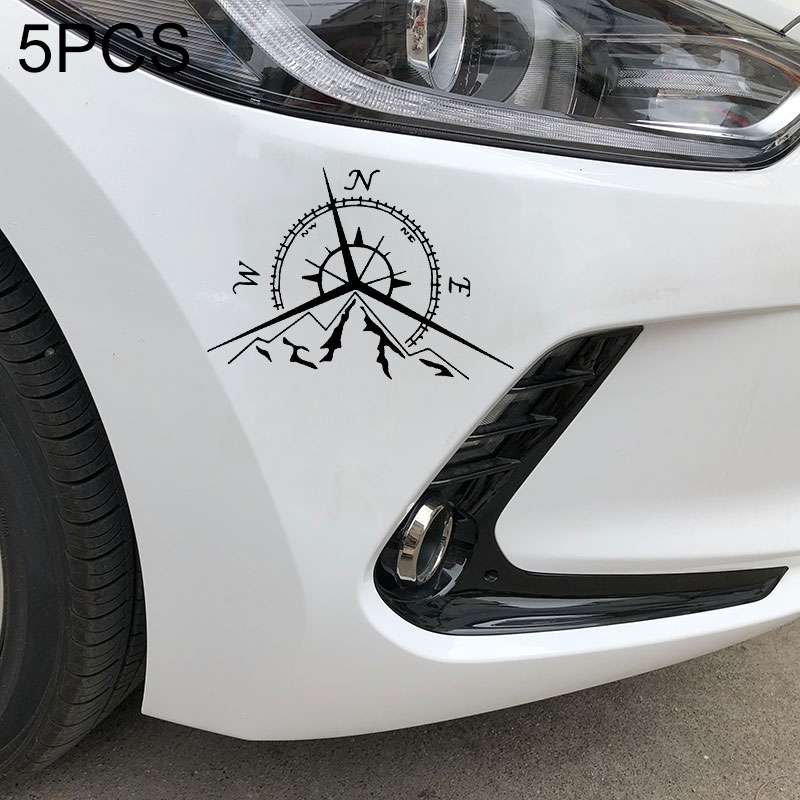 5 PCS NSWE Fashion Mountains Compass Rose Decal Nautical Compass Navigate Car Sticker, Size: 13.7x9.