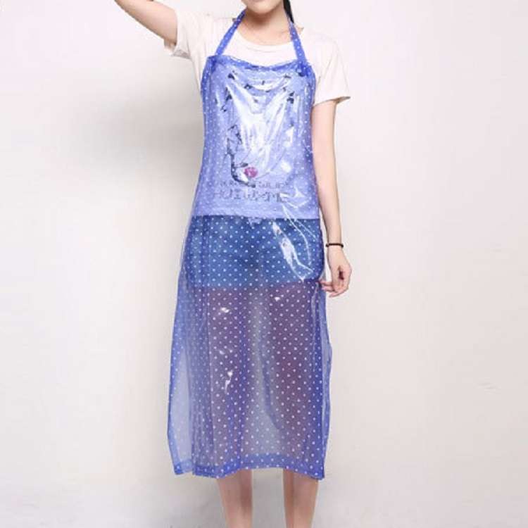 Transparent Waterproof Oil-proof Stain-resistant and Anti-hardening Apron(Blue)